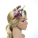 Ladies Girls Princess Boho Flower Leaves Charms Headband Wedding Bridal Hairband Head Decor Accessory Purple