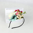 Ladies Girls Princess Boho Flower Leaves Charms Headband Wedding Bridal Hairband Head Decor Accessory Blue