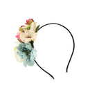 Ladies Girls Princess Boho Flower Leaves Charms Headband Wedding Bridal Hairband Head Decor Accessory Blue