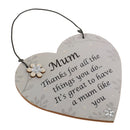Thanks for all the things you do ,It's great to have a mum like you Handmade Wooden Heart Plaque/Sign Quote Gift for Mother