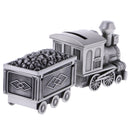 Vintage Alloy Metal Train Money Box Piggy Bank Coin Saving Pot Organizer