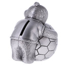 Vintage Alloy Metal Bear with Football Money Box Piggy Bank Coin Saving Pot