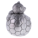 Vintage Alloy Metal Bear with Football Money Box Piggy Bank Coin Saving Pot