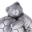 Vintage Alloy Metal Bear with Football Money Box Piggy Bank Coin Saving Pot