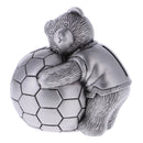 Vintage Alloy Metal Bear with Football Money Box Piggy Bank Coin Saving Pot