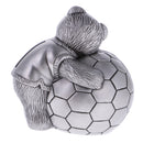 Vintage Alloy Metal Bear with Football Money Box Piggy Bank Coin Saving Pot