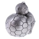 Vintage Alloy Metal Bear with Football Money Box Piggy Bank Coin Saving Pot