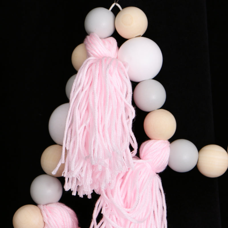 1.5m Wooden Beads Pink Tassel Hanging Garland Baby Bed Nursery Decoration
