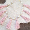1.5m Wooden Beads Pink Tassel Hanging Garland Baby Bed Nursery Decoration