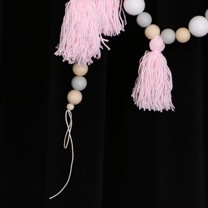 1.5m Wooden Beads Pink Tassel Hanging Garland Baby Bed Nursery Decoration