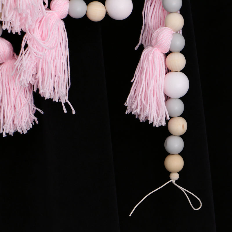 1.5m Wooden Beads Pink Tassel Hanging Garland Baby Bed Nursery Decoration