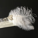 Vintage Silver Crystal 20s Headpiece 1920s Gatsby Flapper Headband Feather