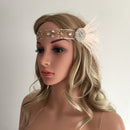 1920s Feather Headband Bridal Great Gatsby Flapper Costume Dress Pink