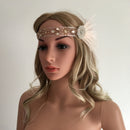 1920s Feather Headband Bridal Great Gatsby Flapper Costume Dress Pink