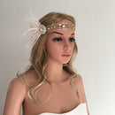 1920s Feather Headband Bridal Great Gatsby Flapper Costume Dress Pink