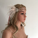 1920s Feather Headband Bridal Great Gatsby Flapper Costume Dress Pink