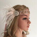 1920s Feather Headband Bridal Great Gatsby Flapper Costume Dress Pink