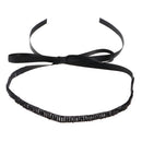 Black Long Satin Ribbon Beaded Headband Hair Band Headpiece Wedding Bridal