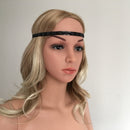 Black Long Satin Ribbon Beaded Headband Hair Band Headpiece Wedding Bridal
