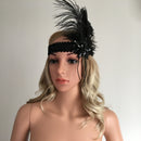 Vintage Sequin Feather Flower Headband Headpiece Party Hair Jewelry Black