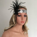 Retro Shiny Sequin Feather Flower Headband Headpiece Party Fancy Dress