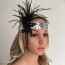 Retro Shiny Sequin Feather Flower Headband Headpiece Party Fancy Dress