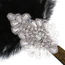 1920s Great Gatsby Black Feather Pearls Fascinator Headpiece Flapper Headband Crystal Elastic Band Bridal Fancy Dress Accessory