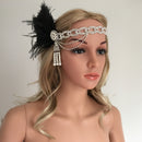 Crystal Chain Pearl Tassels Black Feather 1920s Headpiece Flapper Great Gatsby Headband Women Hair Accessory