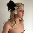 Crystal Chain Pearl Tassels Black Feather 1920s Headpiece Flapper Great Gatsby Headband Women Hair Accessory