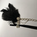 Crystal Chain Pearl Tassels Black Feather 1920s Headpiece Flapper Great Gatsby Headband Women Hair Accessory