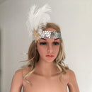 Indian Style White Feather Sequins Fascinator 1920s Flapper Headpiece Wedding Bridal Headband Great Gatsby Costume Accessory