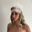 Indian Style White Feather Sequins Fascinator 1920s Flapper Headpiece Wedding Bridal Headband Great Gatsby Costume Accessory