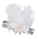 Indian Style White Feather Sequins Fascinator 1920s Flapper Headpiece Wedding Bridal Headband Great Gatsby Costume Accessory