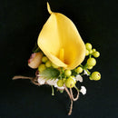 Wedding Ceremony Bridal Dress Groom Tuxedo Calla Lily Flower Floral Boutonniere Corsage Wedding Party Accessories