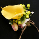 Wedding Ceremony Bridal Dress Groom Tuxedo Calla Lily Flower Floral Boutonniere Corsage Wedding Party Accessories