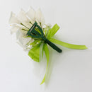 Wedding Groom Bridal Boutonniere Corsages Flower Brooch Pin Accessories with Ribbons for Guests Wedding Prom Bridal Shower Party Event Red Green