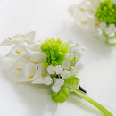 Wedding Groom Bridal Boutonniere Corsages Flower Brooch Pin Accessories with Ribbons for Guests Wedding Prom Bridal Shower Party Event Red Green