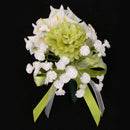 Wedding Groom Bridal Boutonniere Corsages Flower Brooch Pin Accessories with Ribbons for Guests Wedding Prom Bridal Shower Party Event Red Green