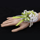 Wedding Bridal Calla Lily Wrists Corsage Bracelet Hand Flowers White &Green