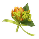 Wedding Groom Bride Bridesmaid Boutonniere Corsage Orchid Flower Wrist Flower Brooch Pin Ribbon Charms