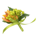 Wedding Groom Bride Bridesmaid Boutonniere Corsage Orchid Flower Wrist Flower Brooch Pin Ribbon Charms