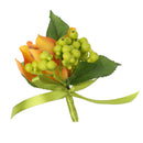 Wedding Groom Bride Bridesmaid Boutonniere Corsage Orchid Flower Wrist Flower Brooch Pin Ribbon Charms