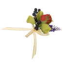 Wedding Groom Bride Bridesmaid Boutonniere Corsage Flower Wrist Flower Brooch Pin Ribbon Charms