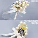 Fashion Wedding Ceremony Luxury Faux Pearl Crystal Boutonniere Corsage Supplier