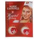 Nurse Costume Accessory Red Cross Earrings Hospital Honey Fancy Dress
