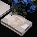 Wedding Satin Flower Guest Book Guest Register Comment Book Pen & Holder