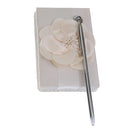 Wedding Satin Flower Guest Book Guest Register Comment Book Pen & Holder