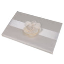 Wedding Satin Flower Guest Book Guest Register Comment Book Pen & Holder