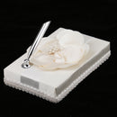 4Pcs Sash Wedding Ceremony Sets Guest Book Pen Holder Flower Basket Ring Pillow Champagne