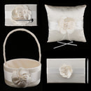 4Pcs Sash Wedding Ceremony Sets Guest Book Pen Holder Flower Basket Ring Pillow Champagne